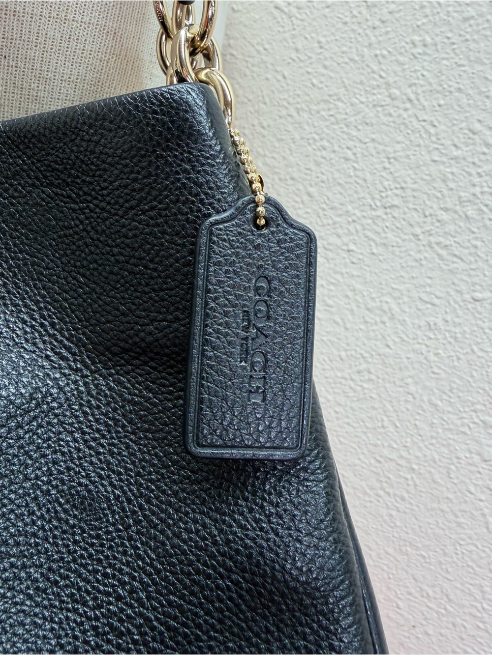 Coach Phoebe Black Pebbled Leather Shoulder Bag Tote Purse - Picture 3 of 16